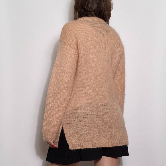Vintage Y2K Peach Fuzzy MOHAIR Long Grunge Cardigan August Silk! Medium to Large - Picture 8 of 8